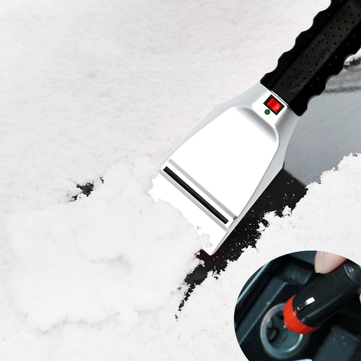 Heatable snow removal shovel