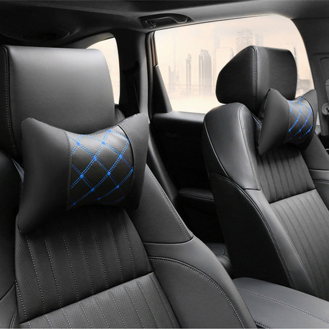 Leather Quilted Car Headrest To Protect Cervical